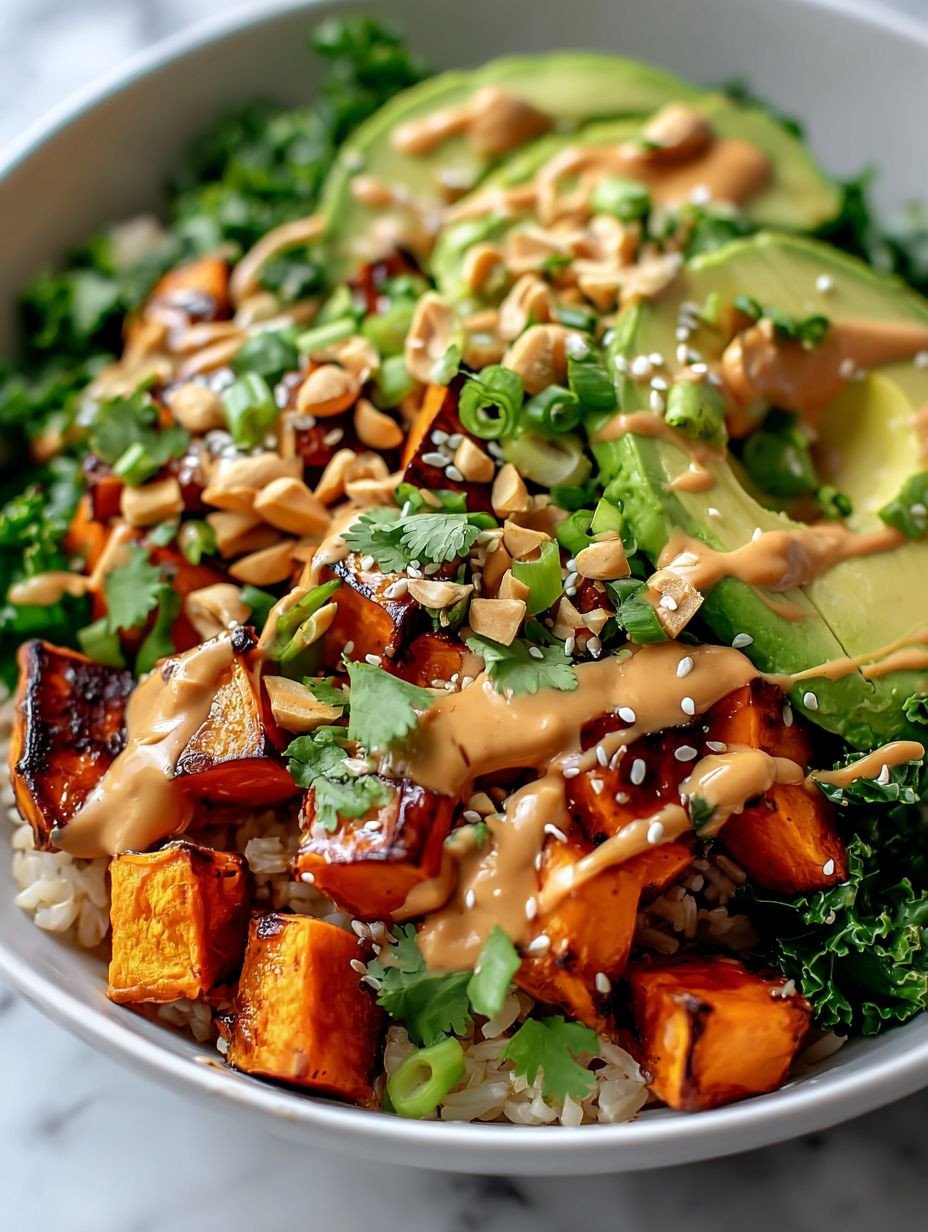 Gesund Einfach Airfryer Süßkartoffel Erdnuss Bowl Knusprig image 2