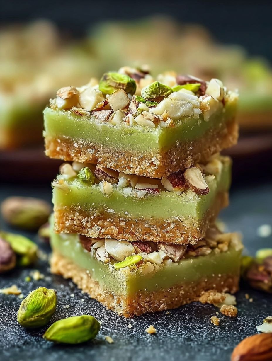 Verführerische Pistazien-Riegel mit Keksboden image 2