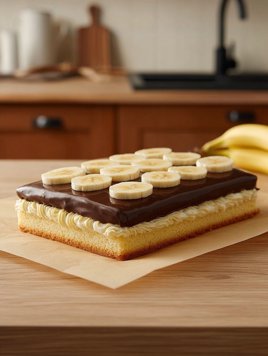 Cremiger Bananenkuchen vom Blech mit Schokoguss image 2