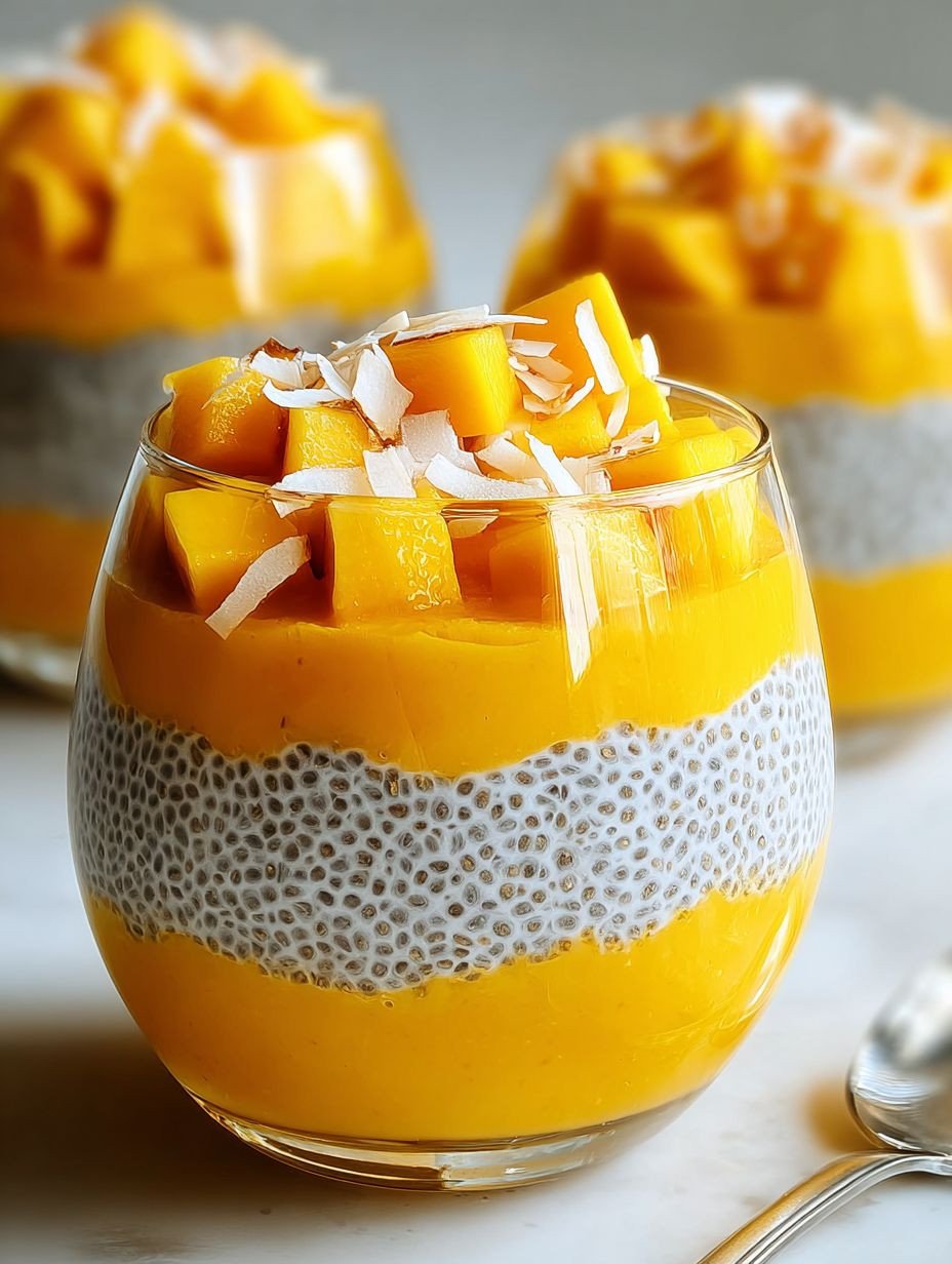 Cremiger Mango Chia Pudding mit Kokos – schnell & gesund image 2