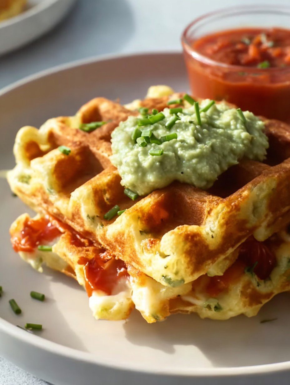 Knusprige herzhafte Waffeln mit Avocado & Tomate image 2