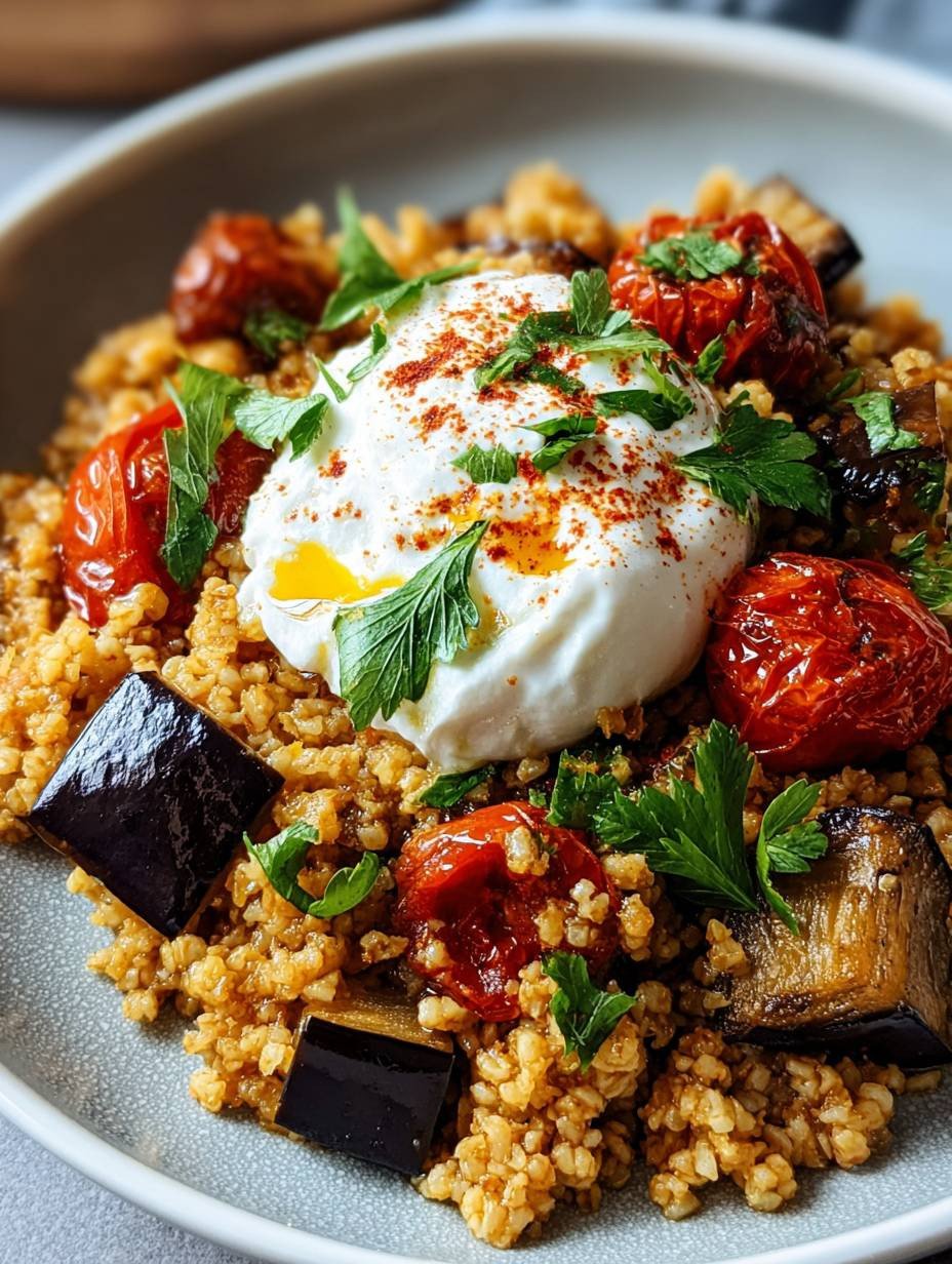Schneller Bulgur mit Ei, Aubergine & Tomaten image 2